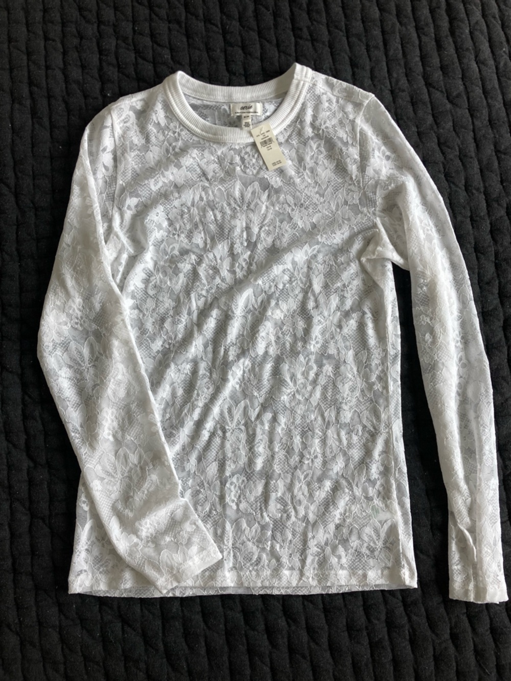 NWT Aerie White Floral Lace Long Sleeve Top bridal intimates